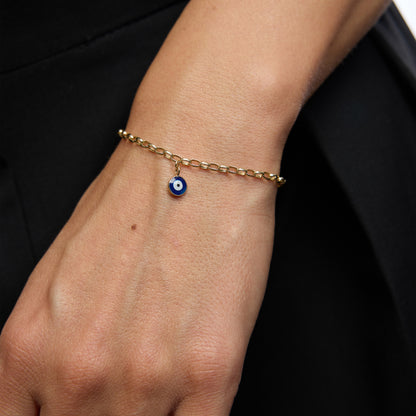 Big Evil Eye Nazar Boncuğu Mineli Altın Charm