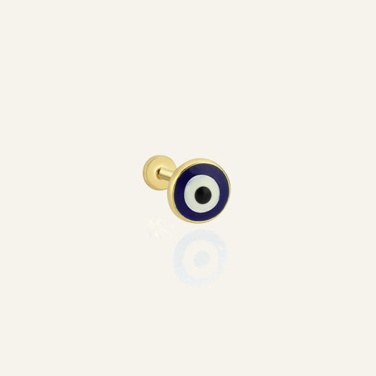 Evil Eye Nazar Boncuğu Mineli Altın Kulak Piercing