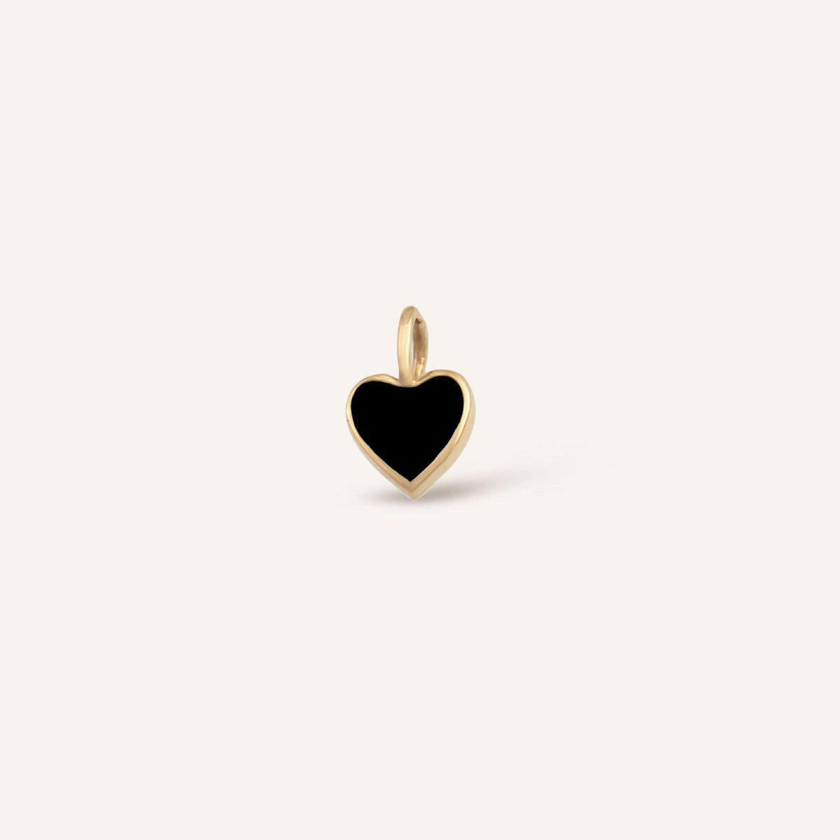 Black Heart Kalp Figürlü Siyah Mineli Altın Charm