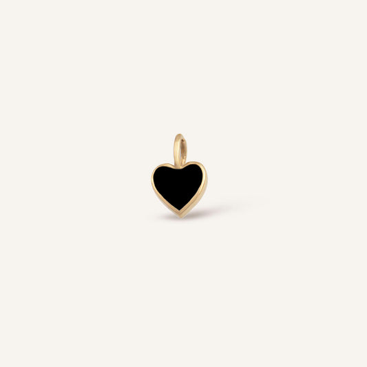 Black Heart Kalp Figürlü Siyah Mineli Altın Charm