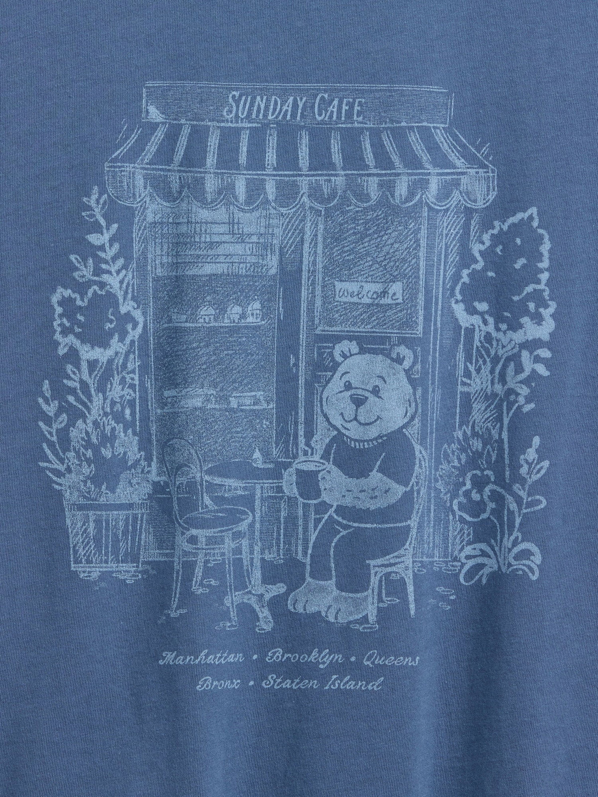 Koyu Mavi Grafik Baskılı T-shirt