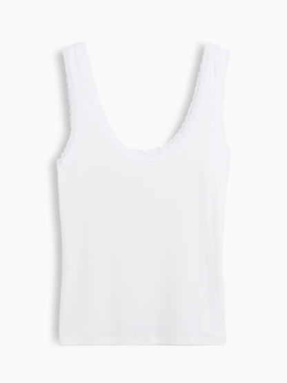 Beyaz Mini Fitilli Dantel Detaylı Askılı Pijama Üstü