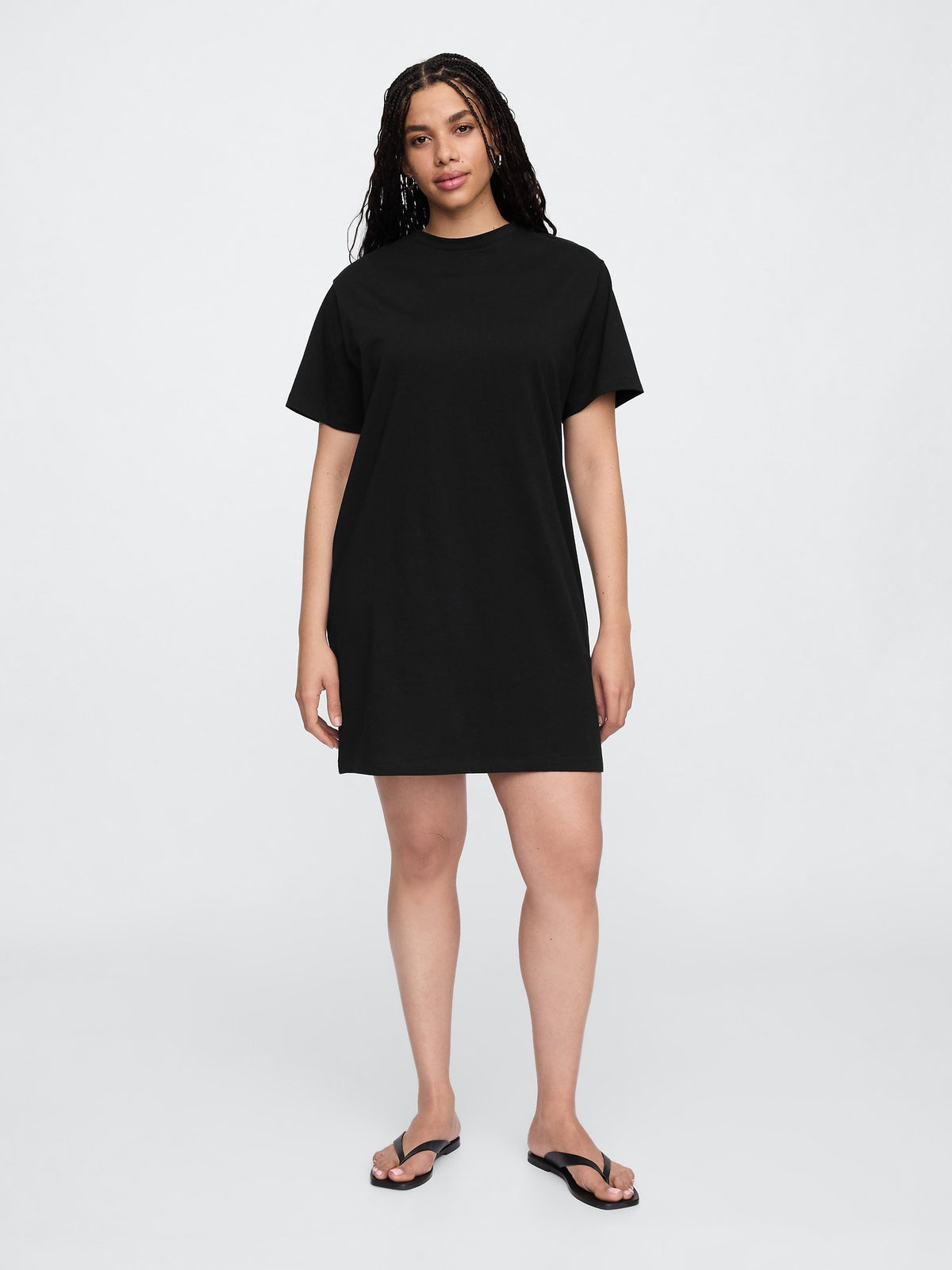 Siyah Çizgili T-shirt Elbise