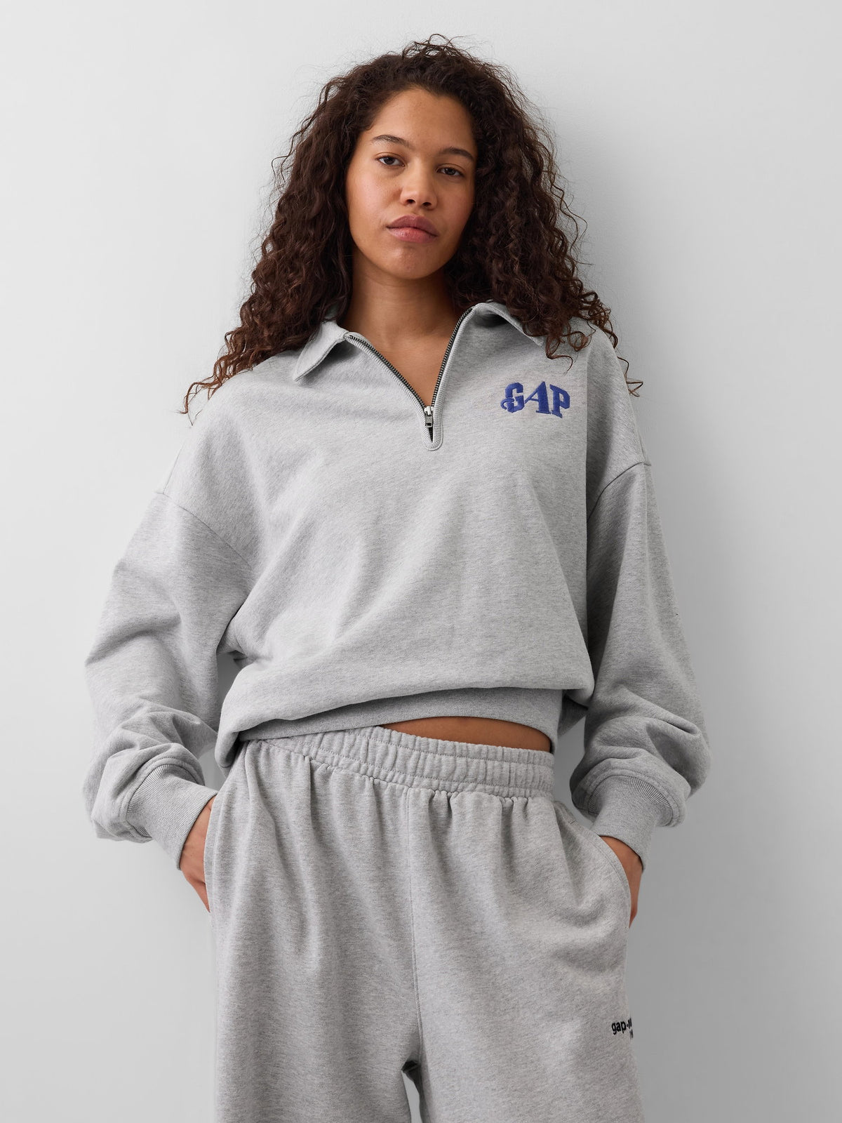 Sarı Gap × Awake Ny Heavyweight Oversized Çeyrek Fermuarlı Sweatshirt