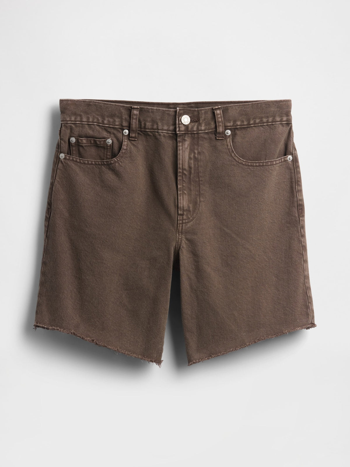 Kahverengi 8 Mid Rise Loose Denim Bermuda Şort