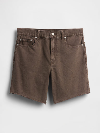 Kahverengi 8 Mid Rise Loose Denim Bermuda Şort
