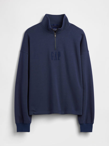 Kırmızı Heavyweight Oversized Logo Yarım Fermuarlı Sweatshirt