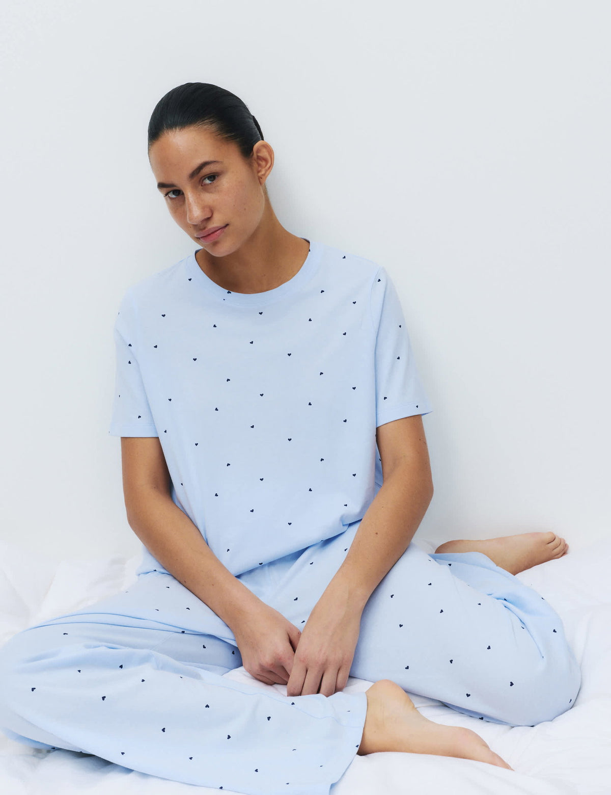 Saf Pamuklu Baskılı Pijama Takımı