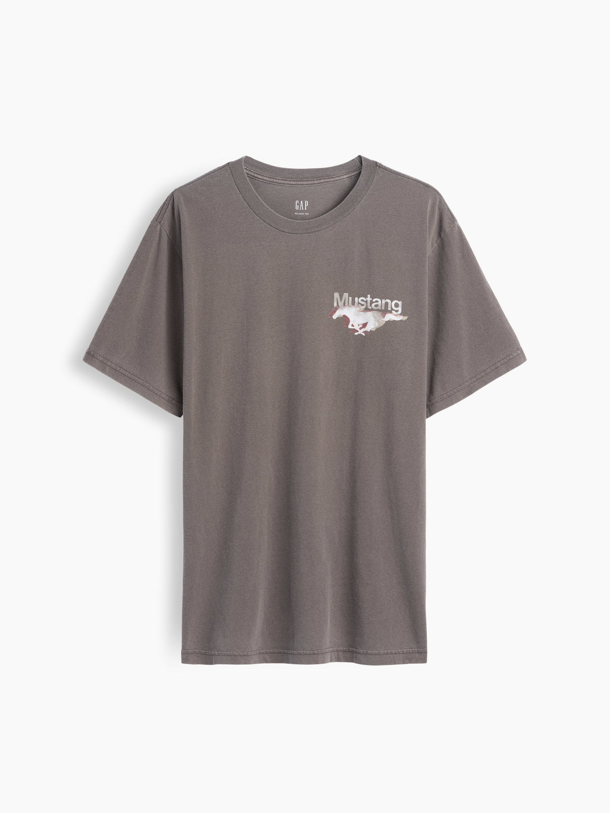 Gri Ford Mustang Heavyweight Crop Grafik T-shirt