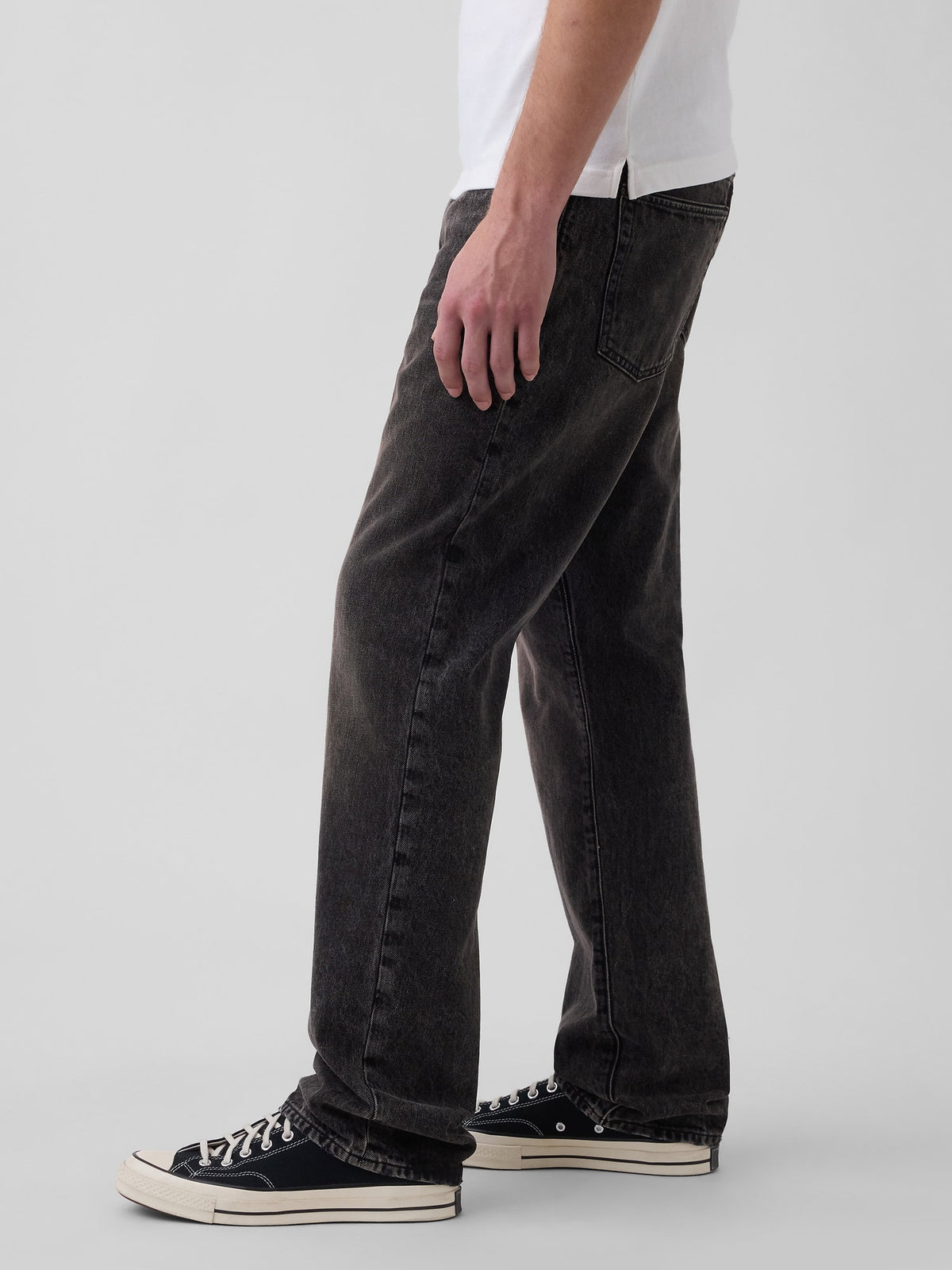 Siyah Relaxed Straight Jean Pantolon