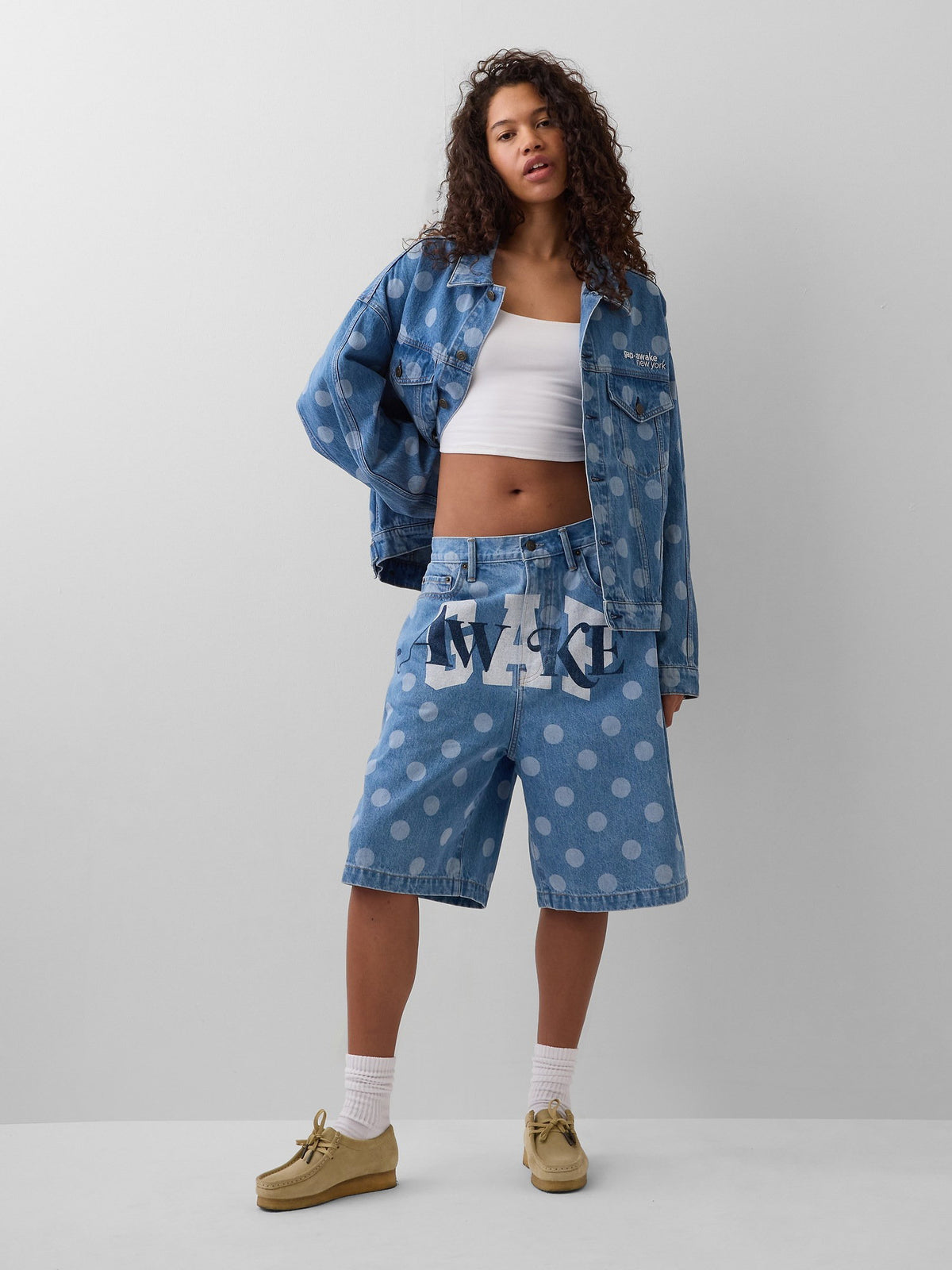 Açık Mavi Gap × Awake Ny ‘90's Loose Dotted Denim Şort