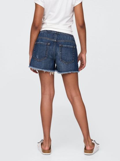 Lacivert Low Rise Ultrasoft Stride Relaxed Denim Şort