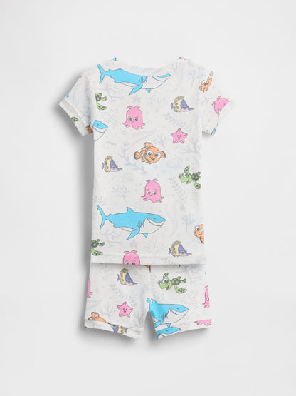 Beyaz Organik Brushed Pamuk Şort Pijama Takımı