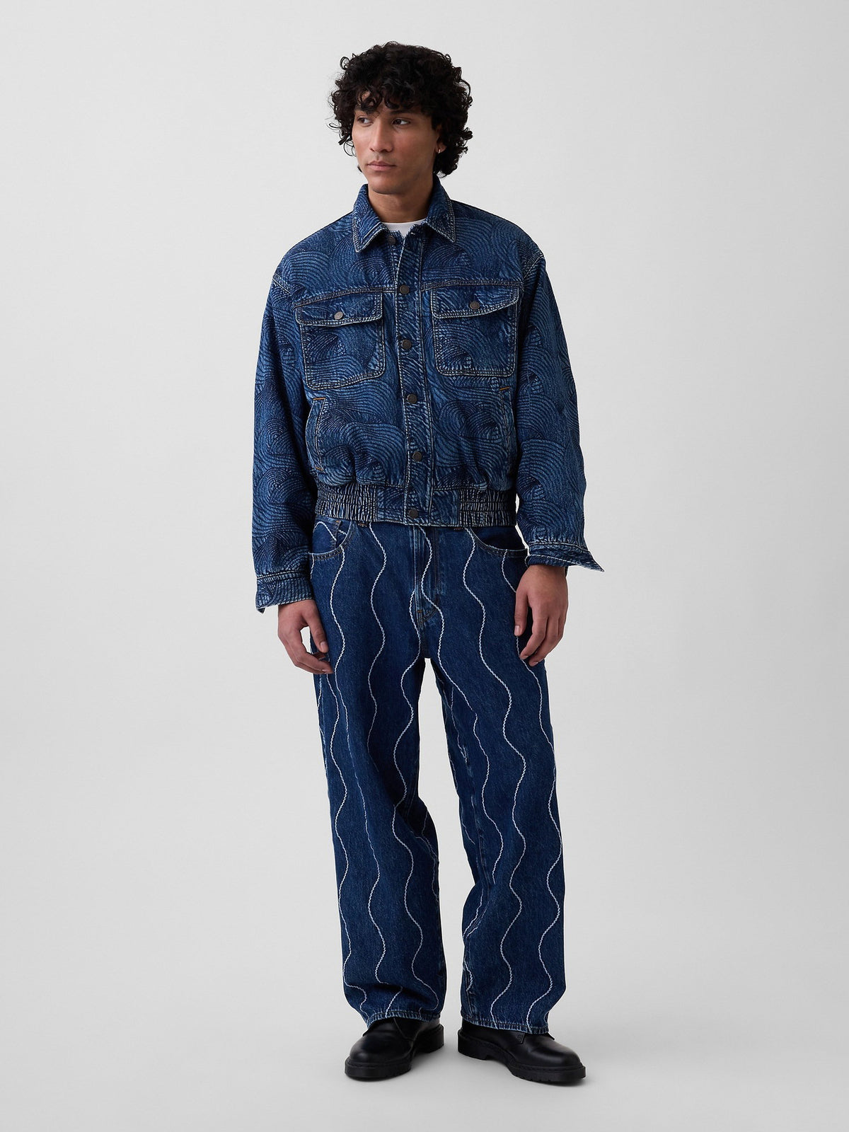 Koyu Mavi Gap × Hfr Işlemeli Denim Bomber Ceket By Daveed Baptiste