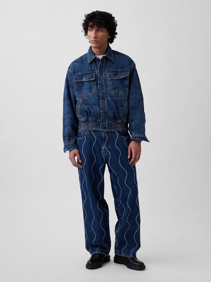 Koyu Mavi Gap × Hfr Işlemeli Denim Bomber Ceket By Daveed Baptiste