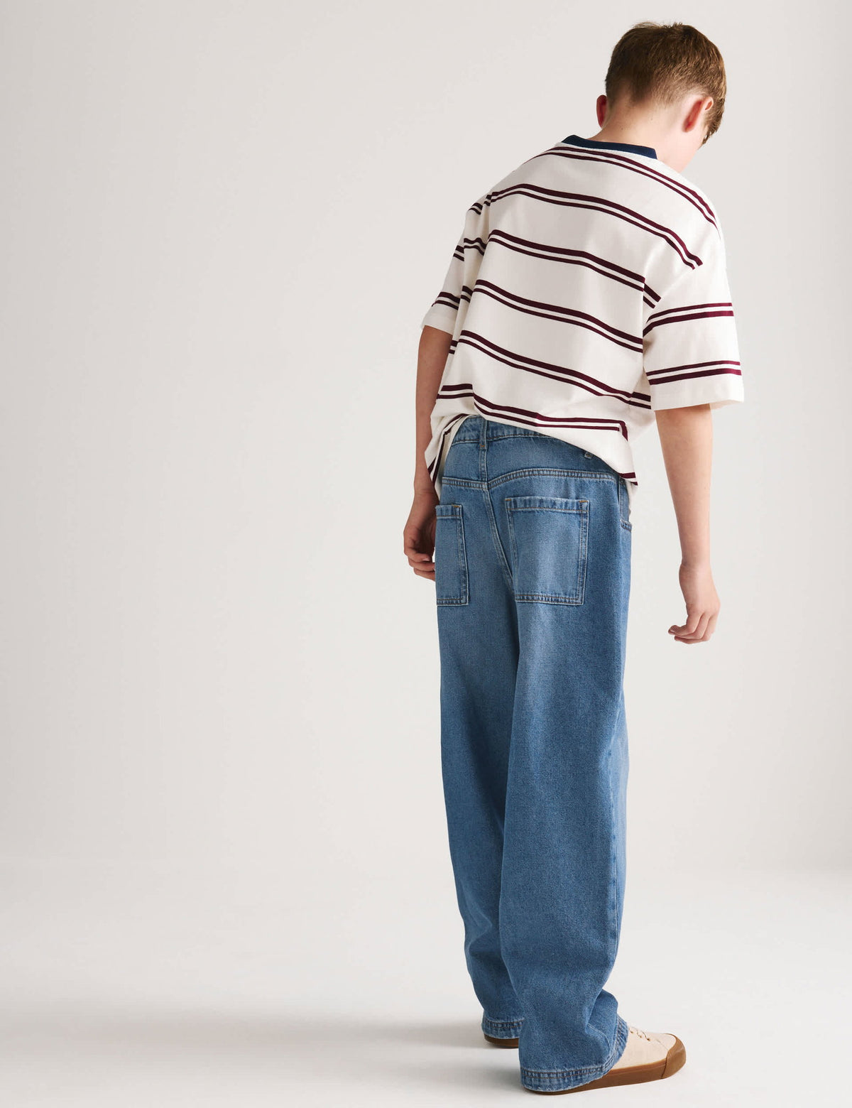 Saf Pamuklu Baggy Çocuk Jean Pantolon