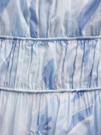 Açık Mavi Tiered Tie-back Maxi Elbise