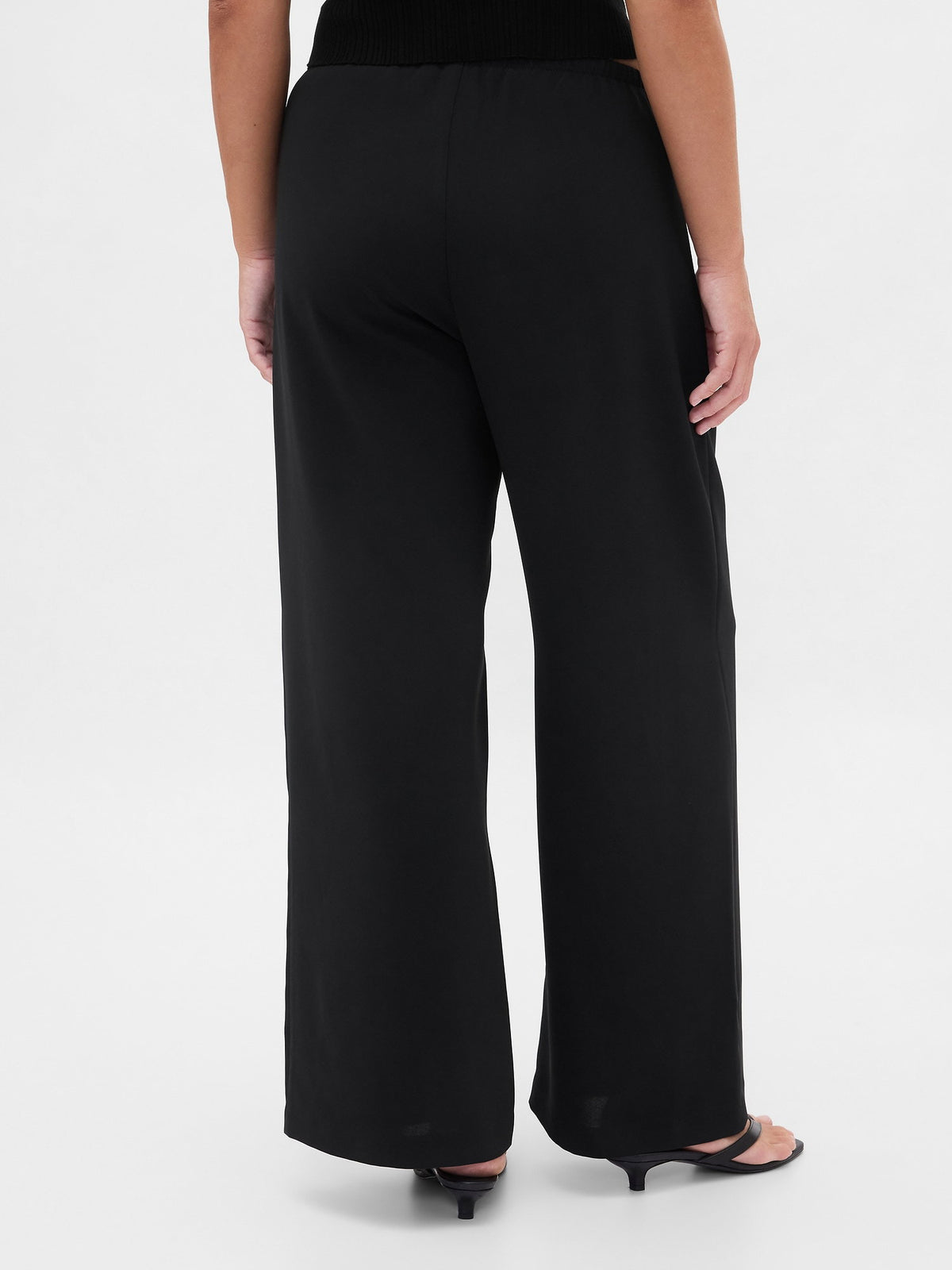 Siyah Easy Wide-leg Pantolon