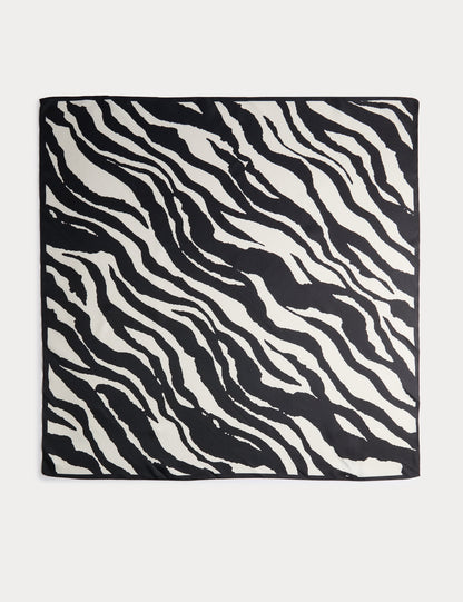 Saten Zebra Desenli Fular