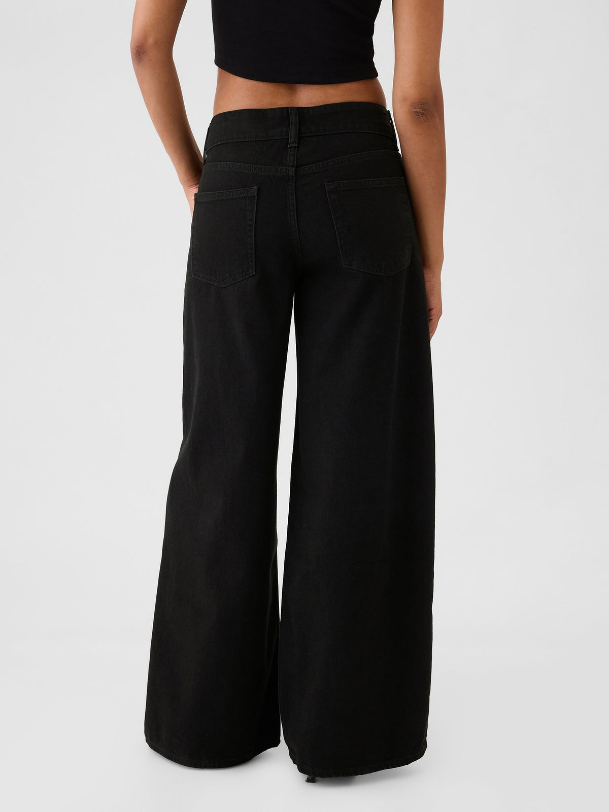 Siyah Mid Rise Ultrasoft Baggy Jean Pantolon