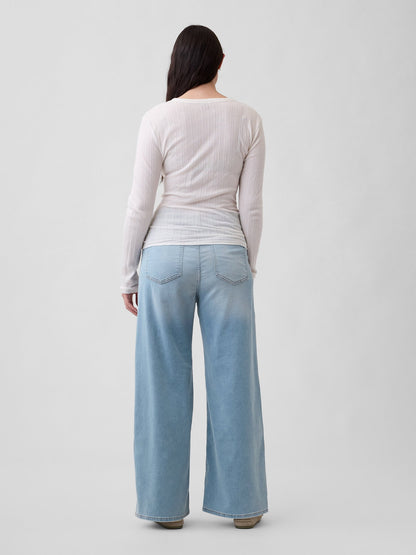 Açık Mavi High Rise Wide-leg Jean Pantolon