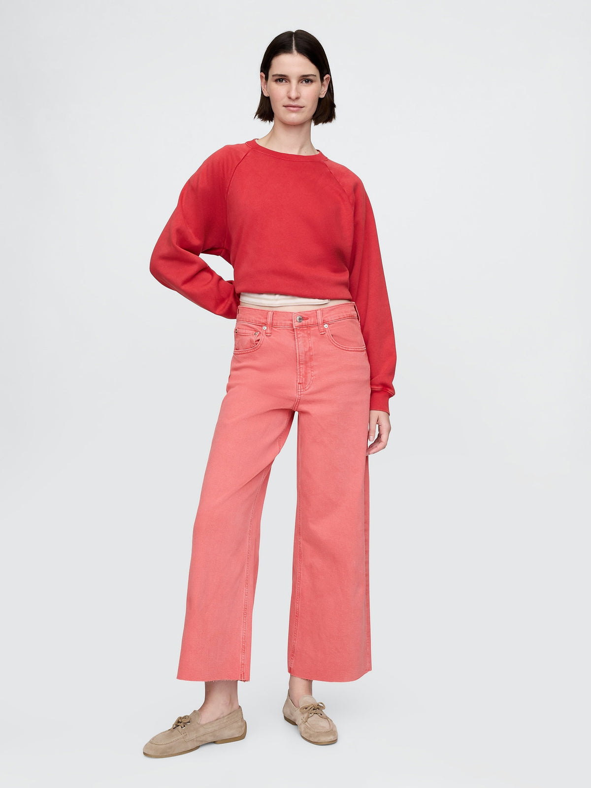 Pembe High Rise Stride Wide-leg Ankle Jean Pantolon
