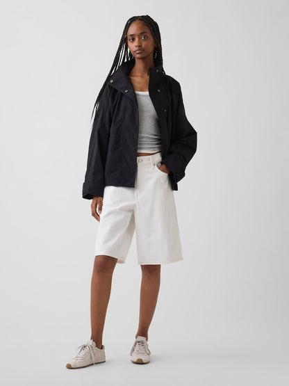 Bej Poplin Oversized Anorak Ceket
