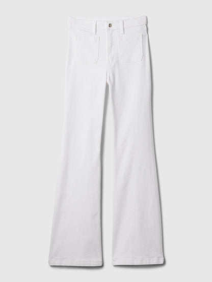 Beyaz High Rise '70s Flare Washwell™ Jean Pantolon