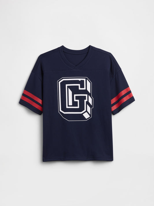 Lacivert Relaxed Mesh Soccer T-shirt