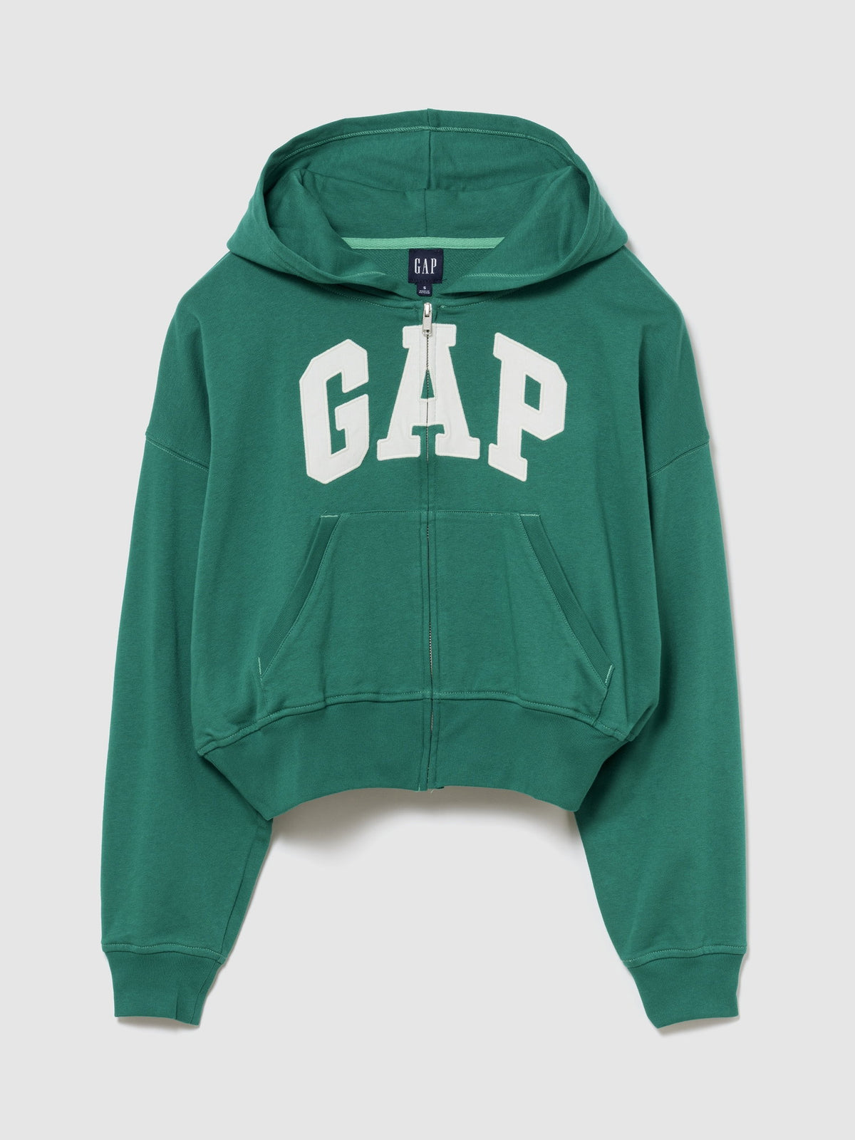 Yeşil Fransız Havlu Kumaş Oversized Gap Logo Fermuarlı Sweatshirt