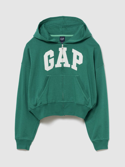 Yeşil Fransız Havlu Kumaş Oversized Gap Logo Fermuarlı Sweatshirt