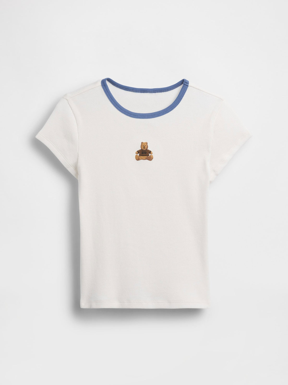 Beyaz Işlemeli Fitilli T-shirt