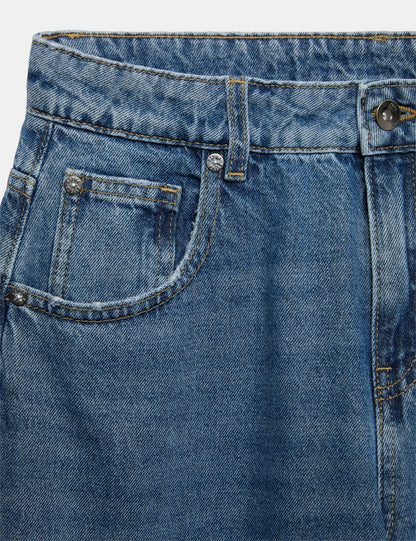 Saf Pamuklu Baggy Çocuk Jean Pantolon