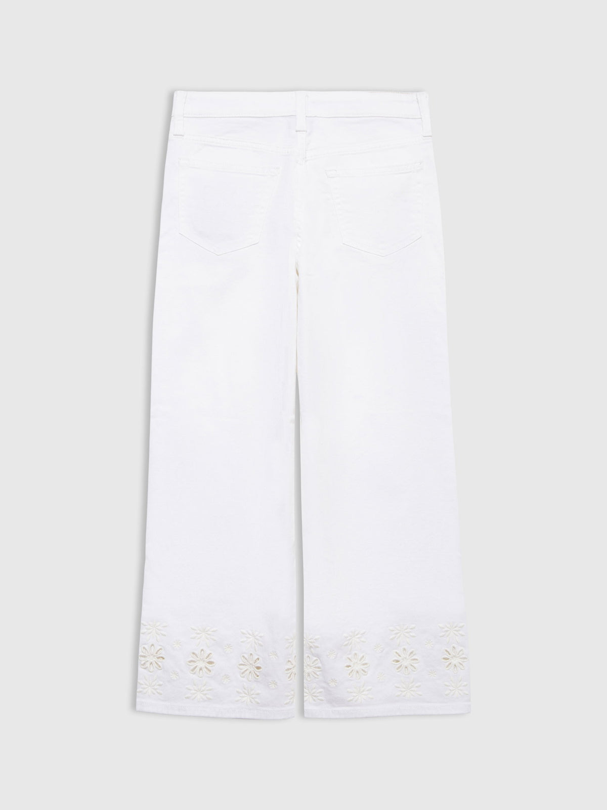 Beyaz Wide-leg Dantel Işlemeli Pantolon