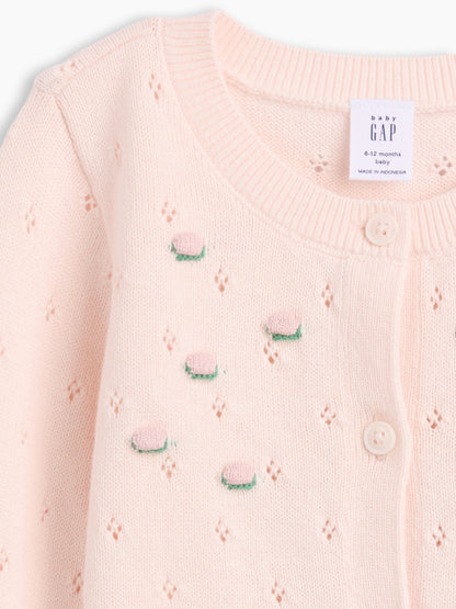 Pembe Işlemeli Pointelle Triko Outfit Set