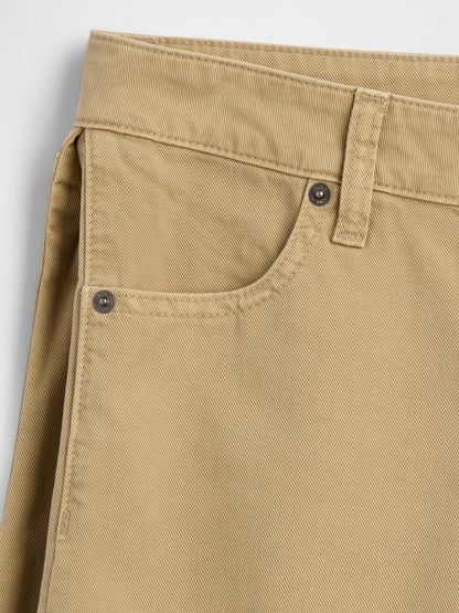 Siyah Mid Rise Twill Side-pleat Şort