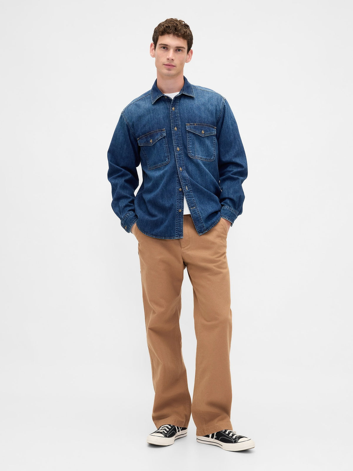 Kahverengi Canvas '90s Loose Pantolon