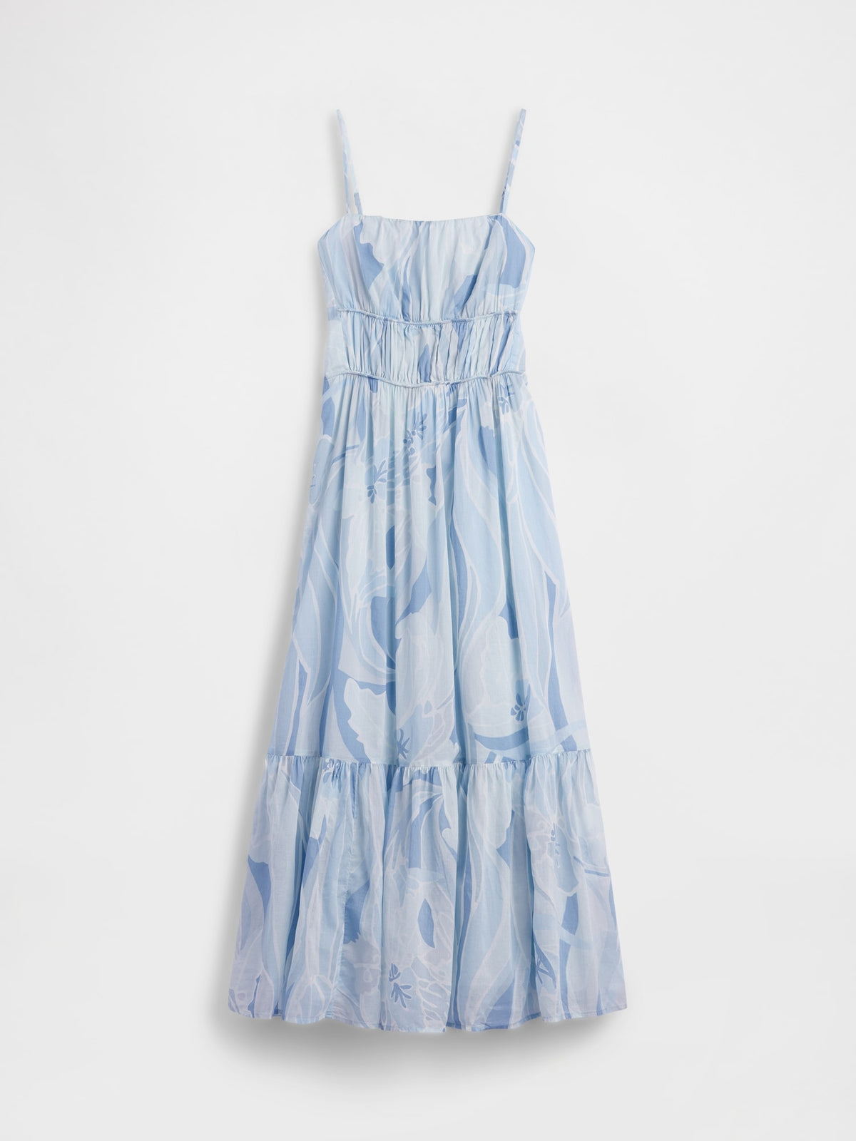 Açık Mavi Tiered Tie-back Maxi Elbise