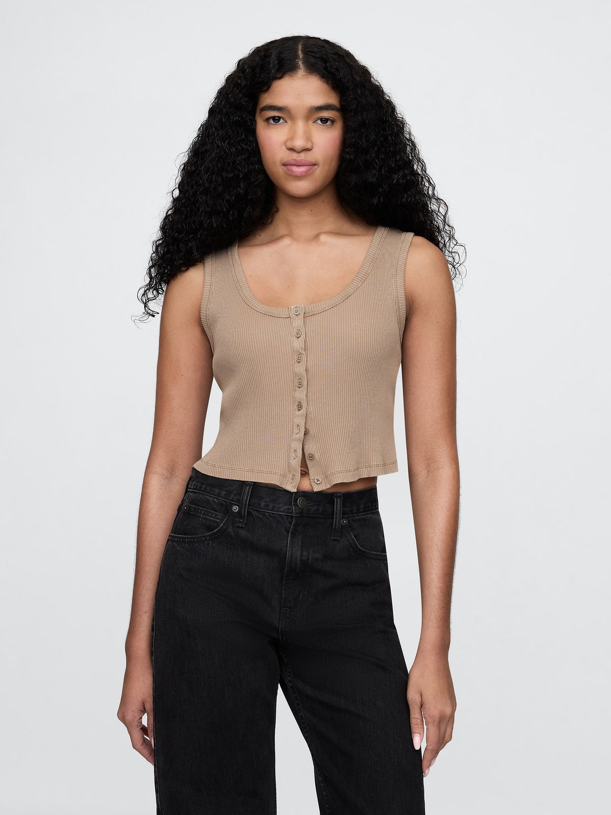 Bej Crop Fitilli Atlet