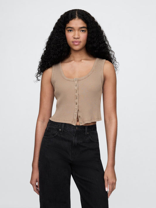 Bej Crop Fitilli Atlet