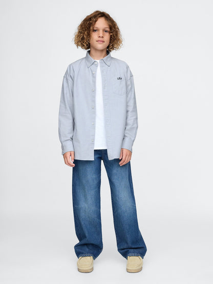 Açık Mavi Mini Gap Logo Oxford Gömlek