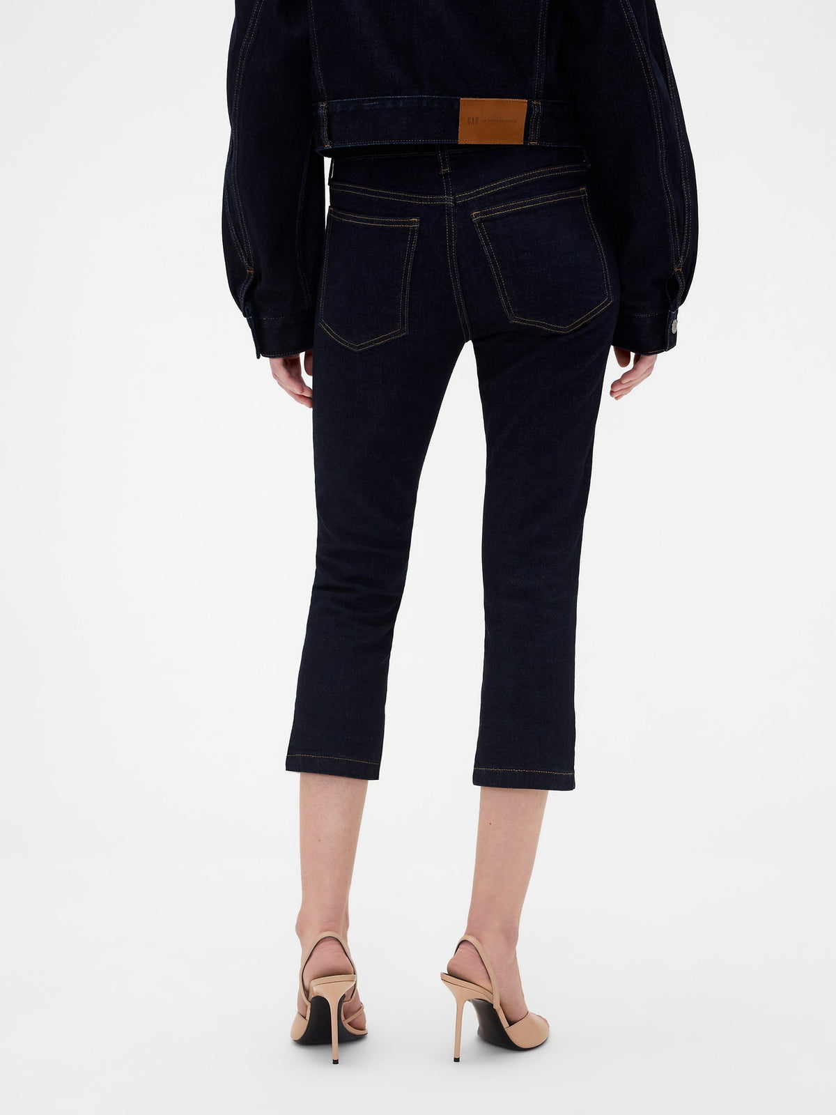 Koyu Mavi Gap × Victoria Beckham Low Rise Capri Jean Pantolon