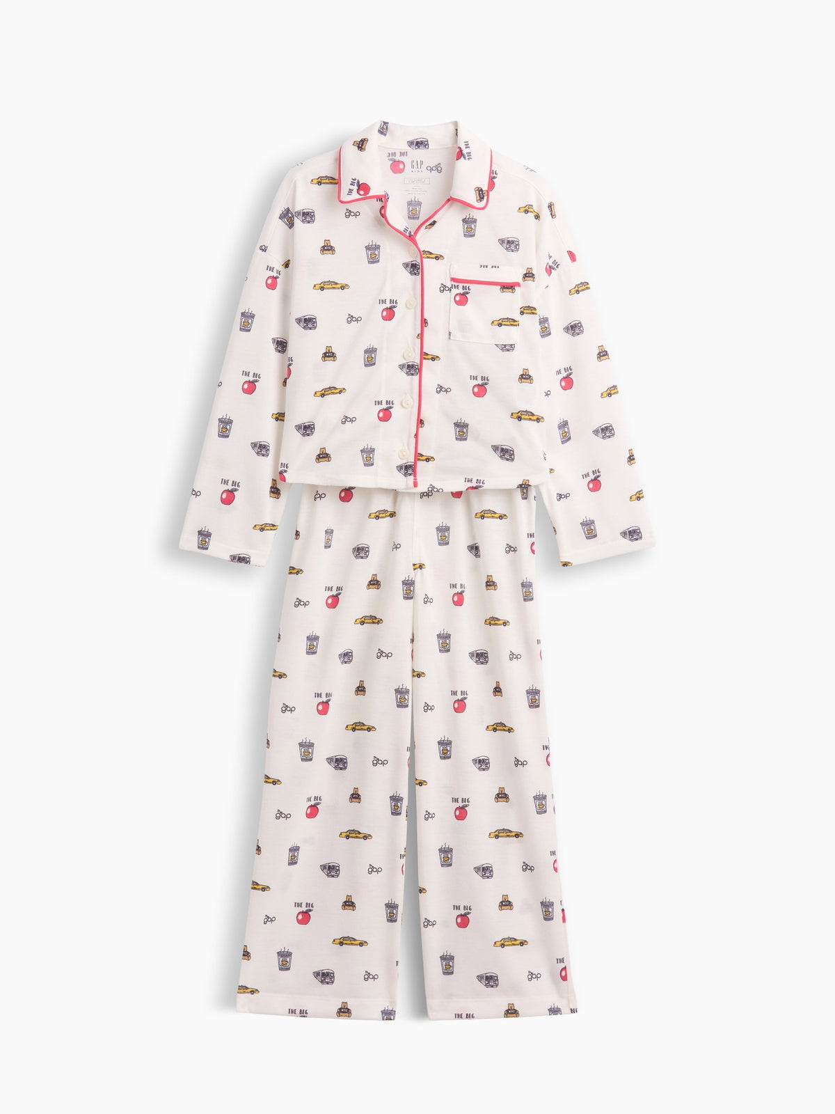 Kırık Beyaz Recycled Baskılı Pijama Takımı