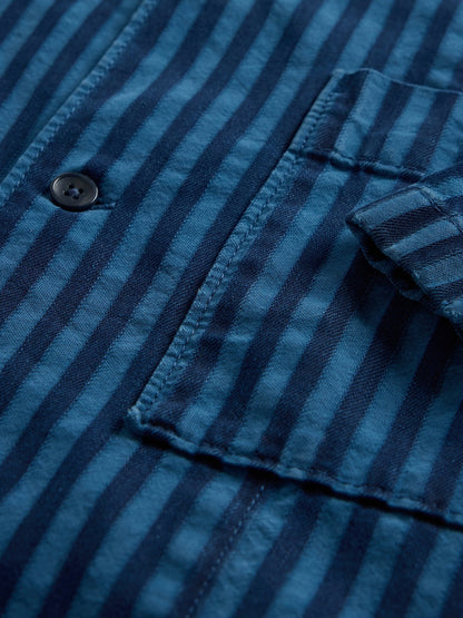 Lacivert Denim Çizgili Gömlek