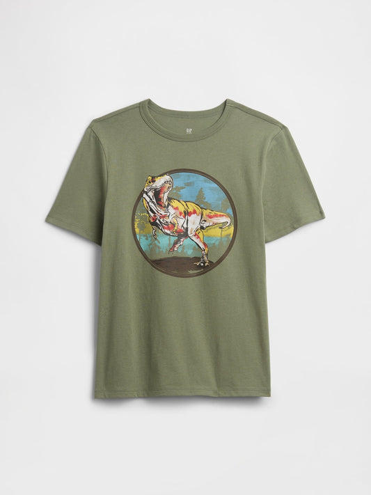 Haki Grafik Baskılı T-shirt