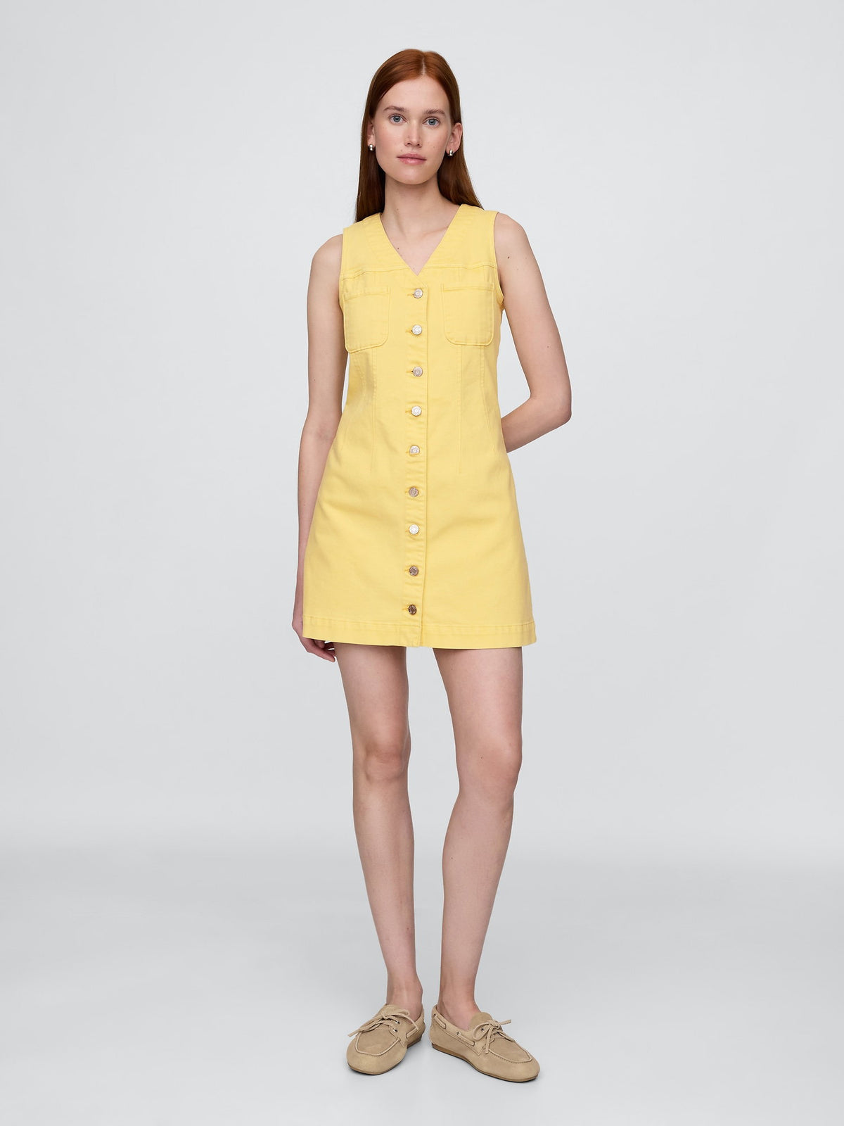 Sarı Denim Mini Elbise