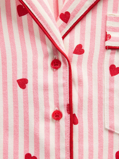 Pembe Gap × Summer Fridays Relaxed Flannel Hearts Pijama Üstü