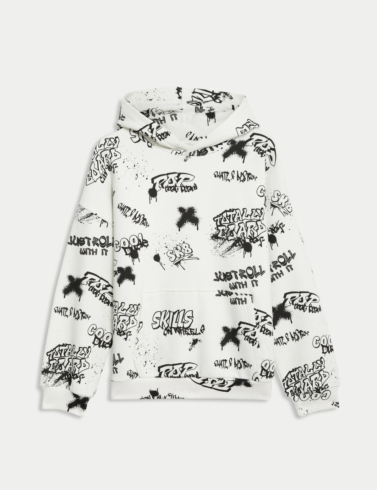 Graffiti Desenli Kapüşonlu Sweatshirt (6-16 Yaş)