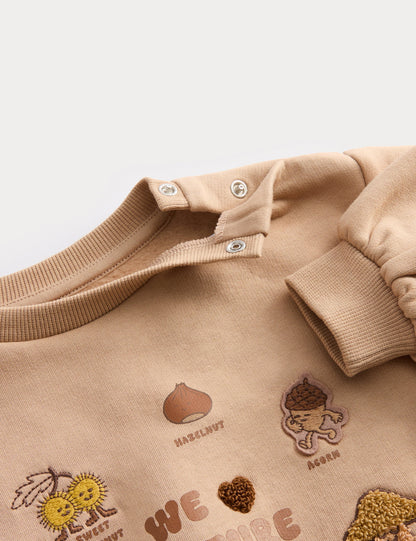 Pamuk Karışımlı Desenli Sweatshirt (0–3 Ay)