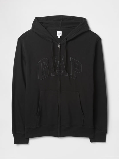 Siyah Gap Logo Fermuarlı Fransız Havlu Kumaş Sweatshirt